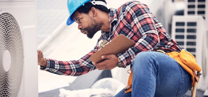 Man installing heater