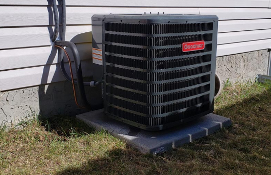 Air conditioner outside beautiful sunny day