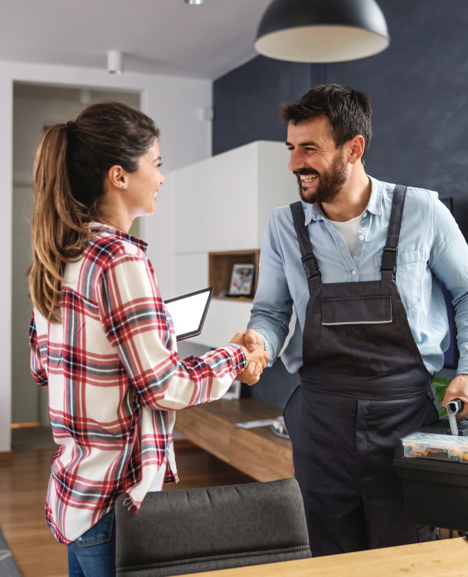 Man talking to woman