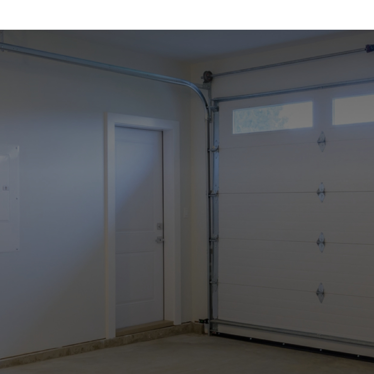 White garage with door