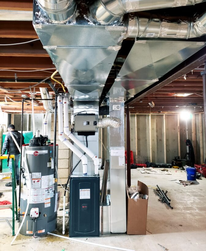 Furnace system installed in building